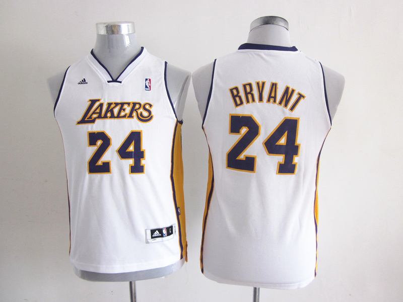  NBA Kids Los Angeles Lakers 24 Kobe Bryant New Revolution 30 Swingman Youth White Jersey